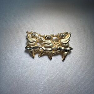 VTG Gold tone Three Ballet Pigs Dancing pin brooch